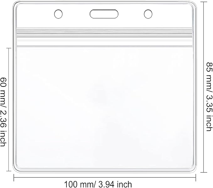 200 Pcs Clear Badge Holder Horizontal ID Card Holder Waterproof Plastic Card Name Badge Holder for Office, School, Conference