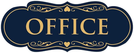 All Quality Designer Office Sign | Easy Installation - Blue/Gold - Medium (1 Pack)