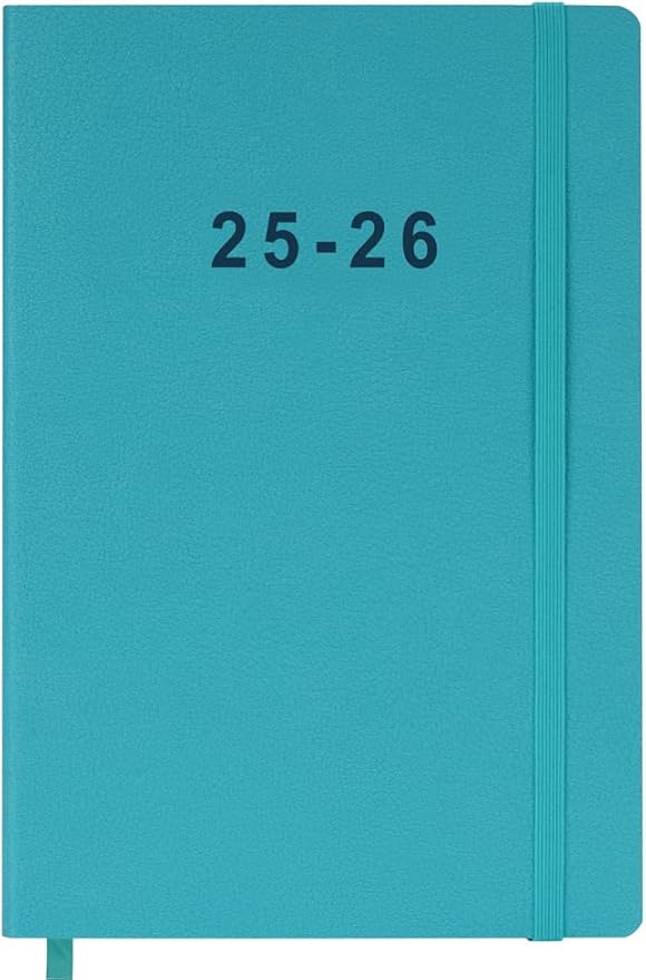 2025-2026 Planner - Weekly and Monthly Planner, Oct 2025 - Dec 2026, Holidays, Contacts and Notes Pages, Vegan Leather Cover, Elastic Closure, 5.5”x8.25”, Teal