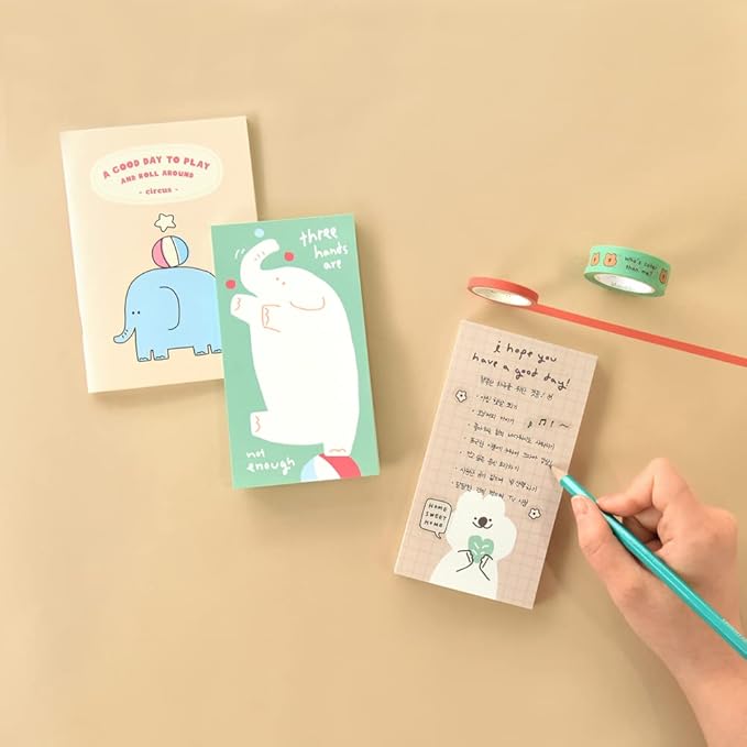 Monolike Memopad Storytown Afternoon B SET - 4 Packs, 4 Different Designs, 80 Sheets Per Pad, Total 320 Sheets, Note pads, Writing pads, 80x148mm