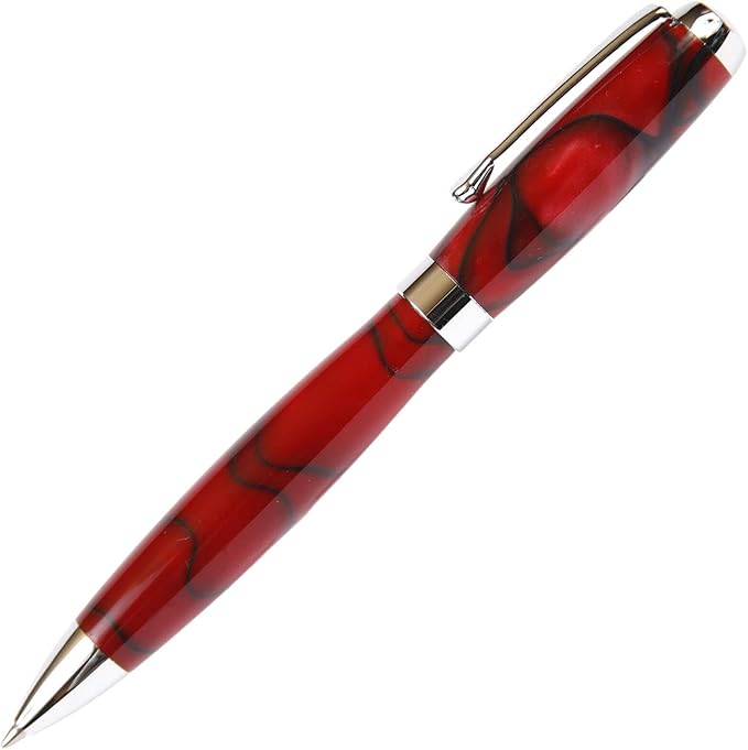 Tuscany Red & Black Ballpoint Pen - Marbleized Gloss Body