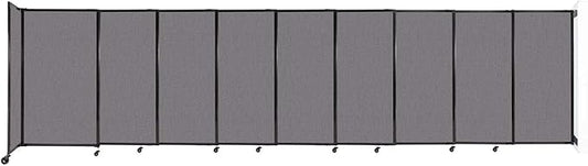 Wall-Mounted Sliding StraightWall Room Divider | Adjustable Widths | Locking Wheels | Room Separator | Up to 19'9" Wide x 5' Tall Slate Fabric Panels