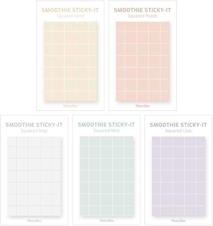 Monolike Smoothie Squared Sticky-it - 5p Set Self-Adhesive Memo Pad 50 Sheets