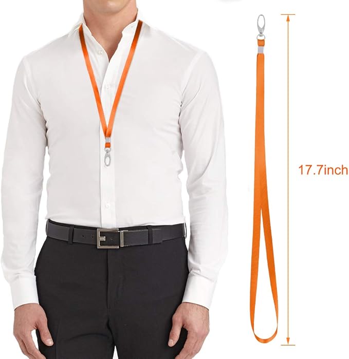 Lanyards for Id Badges Holder Bulk Lanyard with Clip Swivel Hooks for Name Tag ID Badge Holder,Students, Employees (10, Orange)