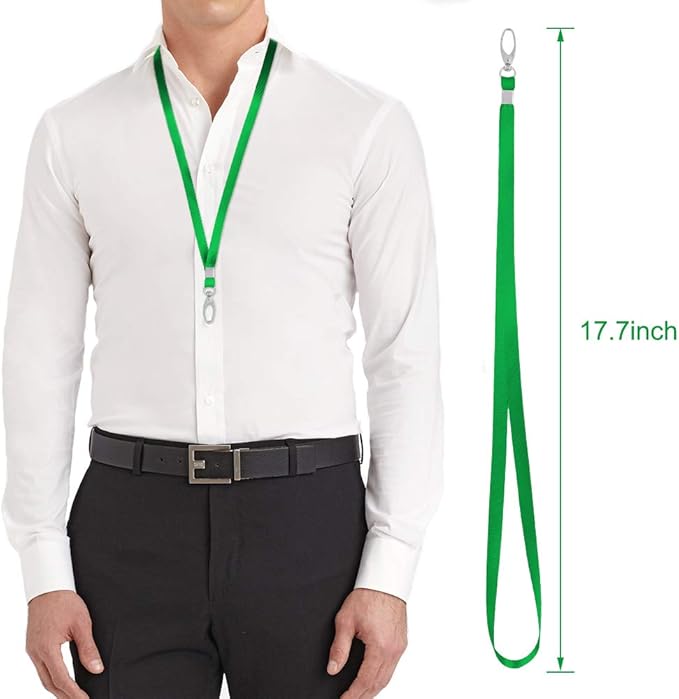 10pack Lanyards for Id Badges Holder Bulk Lanyard with Clip Swivel Hooks for Name Tag ID Badge Holder,Students, Employees (10, Green)