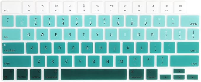 Batianda Premium Gradient Color Keyboard Cover for New MacBook Pro 14'' Pro 16'' 2024 2023 M4 M3 M2 M1 Pro/Max Chip & New MacBook Air 13 15 inch Soft-Touch Silicone Protective Skin,White to Green