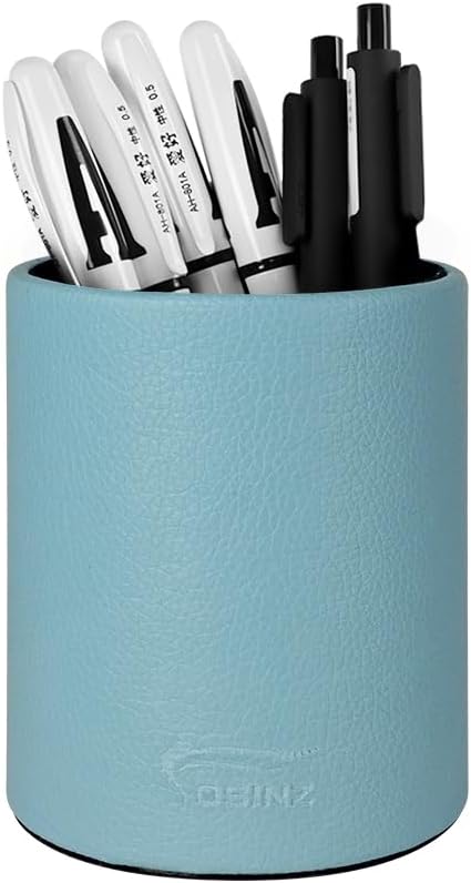 Pen Pencil Holder Cup Container PU Leather Desk Organizer Stand Decor Brush Scissor Holder Decoration Office Desk Home School