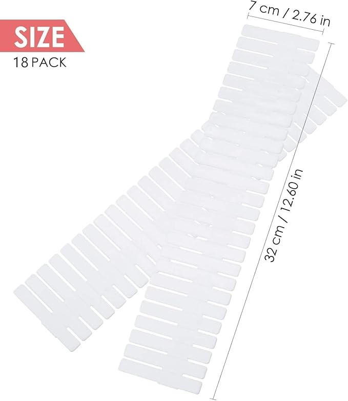 18Pcs Drawer Dividers, Adjustable Drawer Organizer for Socks, Underwear, Makeup, Can Help Tidy Kitchen, Bedroom, Dresser White
