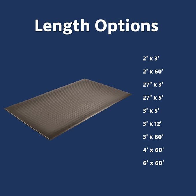 Notrax 410 Airug® 3' x 12' x 3/8" Anti Fatigue Mat, Enhanced Slip Resistance with Beveled Edges and Ribbed Surface, Ideal for Industrial and Commercial Workplaces, Black, 410S3312BL