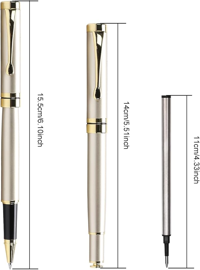YIVONKA Luxury Ballpoint Pens Best Ball Pen Gift Set for Men & Women Professional Executive Office Nice BallPens Classy Gift Box Ballpoint Black Refill Line width 0.5mm (Gold)