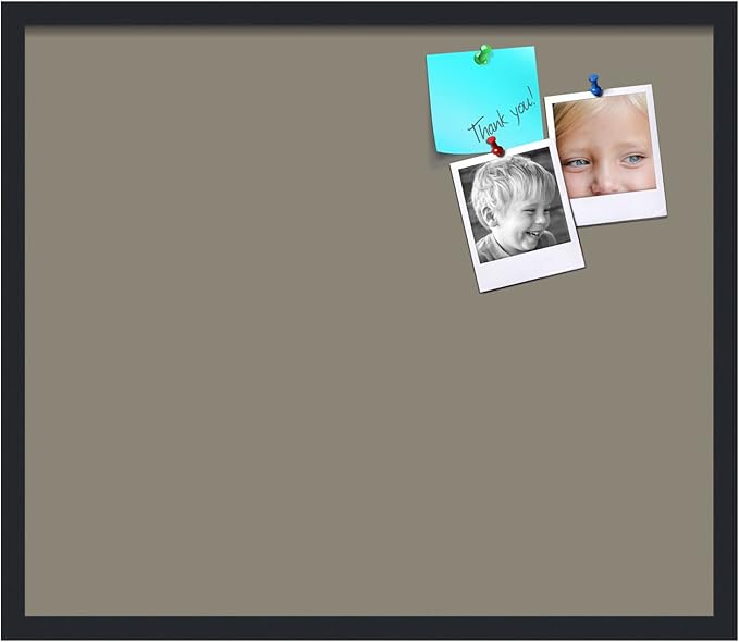 PinPix 28x24 Inch Cork Bulletin Board. This Decorative Framed Pin Board Comes with Pewter Design and a Satin Black Frame. Ideal for Home Office Decor or Message Board (PinPix-1812)