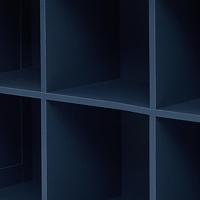 6 Cube Storage Organizer, 2 Tier Bookshelf for Living Room, Farmhouse Bookcase with Led, Kids Toy Storage Cabinet, Wall Cubby Shelves for Home Decor, Wood Display Cabinet for Bedroom, Blue