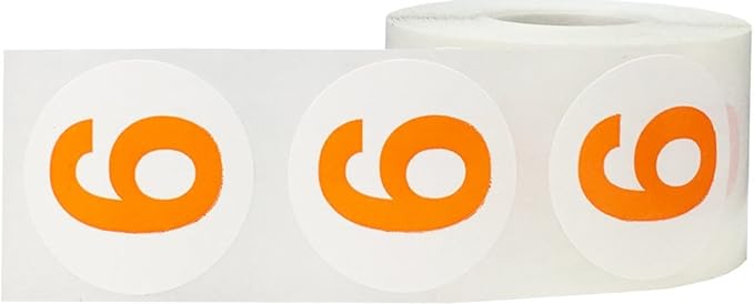 Orange Number 9 Circle Stickers, 1.5 Inches Round, 500 Labels on a Roll, Adhesive Dot Stickers for Inventory, Organizing, Storage Bins, and Classroom Use, Made in The USA