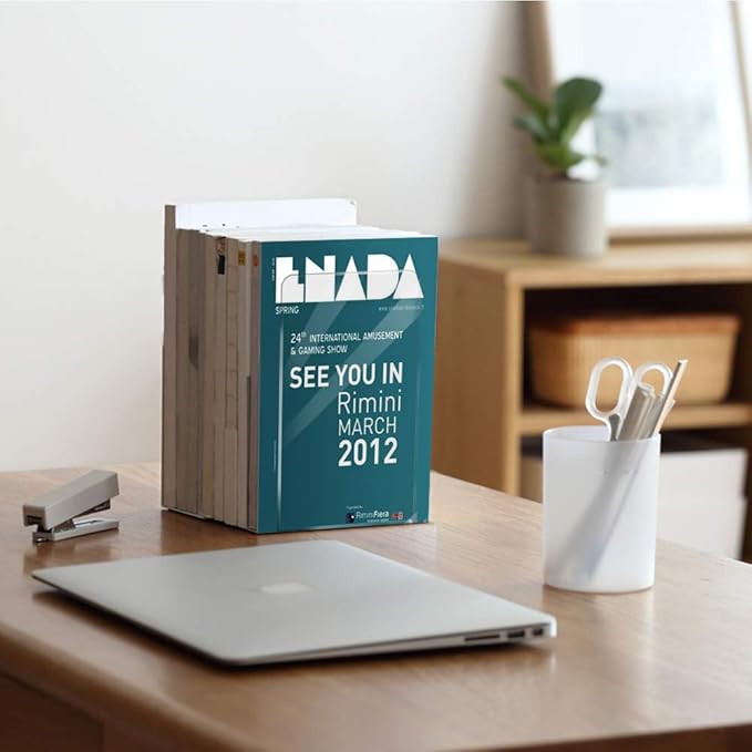 MerryNine Clear Book Ends 4pcs, Acrylic Bookends for Shelves, Non-Slip Bookend Decorative for Heavy Duty Book, Books Holder Stopper for Kids, Bookshelf Dividers Books Organizer for Office Home School