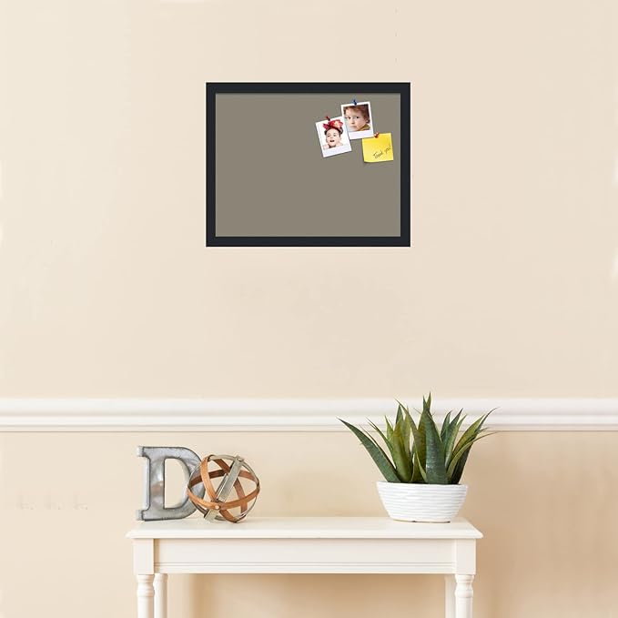 PinPix 18x14 Inch Cork Bulletin Board. This Decorative Framed Pin Board Comes with Pewter Design and a Satin Black Frame. Ideal for Home Office Decor or Message Board (PinPix-1812)