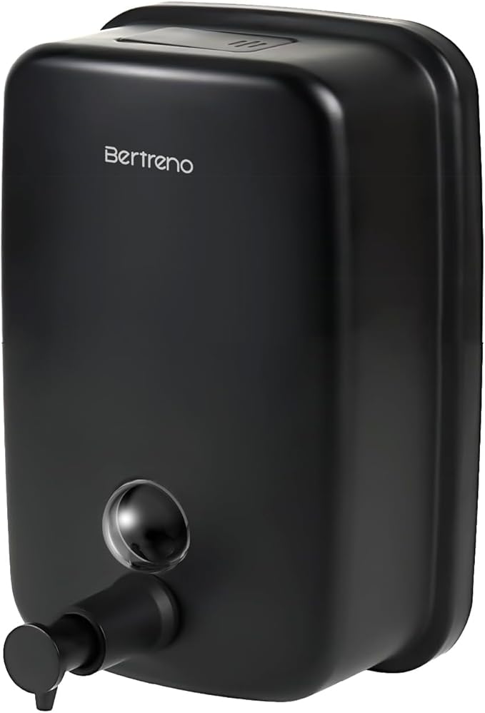 Commercial Soap Dispenser Wall Mount Stainless Steel Soap Dispensers Liquid Manual Anti-Leak Pump Hand Soap Dispenser for Bathroom Kitchen Black (17 fl.oz./500ml)