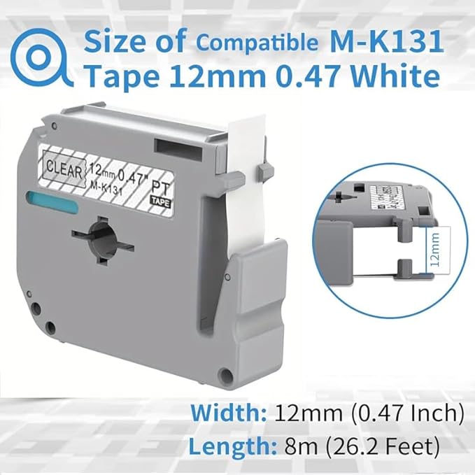 M K131 MK431 MK531 MK631 MK731 5 Pack Color Tape - 12mm Multicolored Label Tape Compatible with P Touch Label Maker PTM95 PT-90 PT-80 PT-70 PT-65 PT-45M