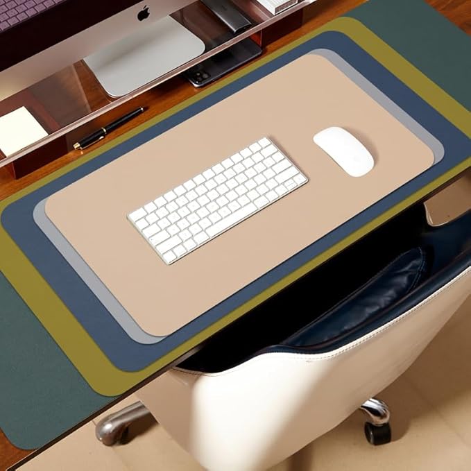 HOMIEAZICOZI Leather Desk Mat - Non-Slip PU Pad for Office and Home Organization Accessories Ideal Large Mouse Mats on Top of Desks (Light Gray,31.5''x 15.7'') (DPD-LGr-M)