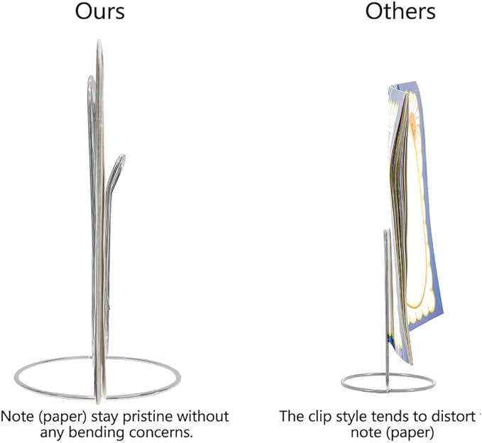 4 Pack Sliver Large Paper Clip Memo Holder for Desk,Letter Holder,Paper Stand for Desk,Letter & Bill Storage,Mail Organizer Office Accessories Desktop Message Office Decor