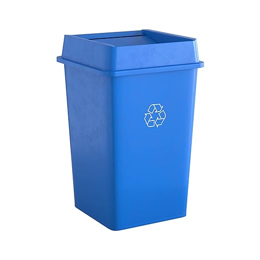 35 Gallon Blue Square Commercial Trash Can with Lid