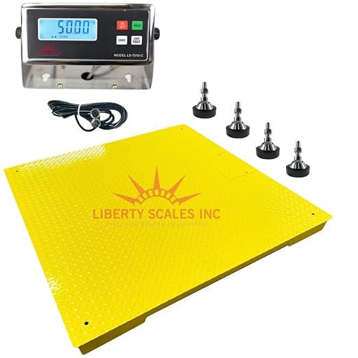 Liberty LS-700-4X6 Heavy Duty General Purpose Floor Scale | 48" x 72" | Capacity of 5000 lbs x 1 lb + Yellow
