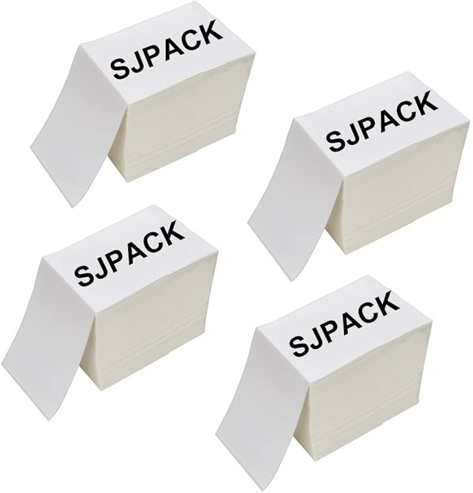 4 x 6 Fanfold Labels, 4000 Thermal Shipping Label for FedEx Shipping Label (4 Stack- 4000 Labels)