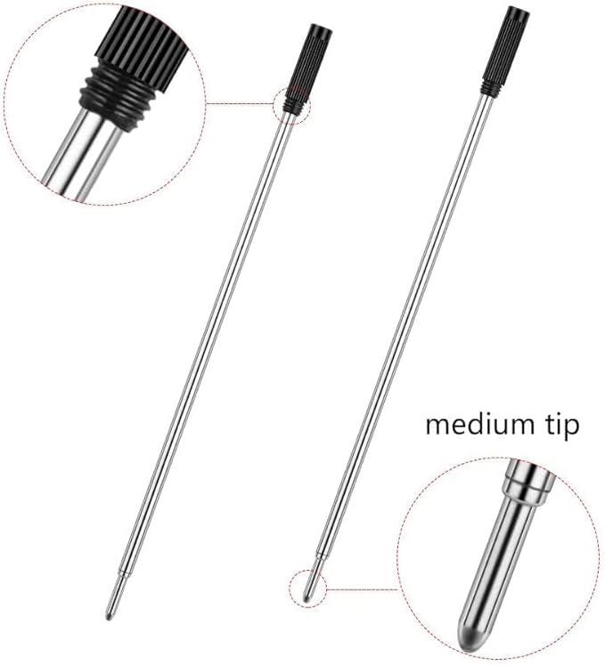 MengRan 4.5'' Ballpoint Pen Refills, Medium Point Pen Refill -Black Ink Pen Refills.Pack of 20 (Black Ink)