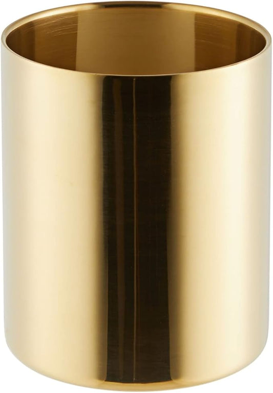 Juvale Desk Organizer Pen & Pencil Holder - 3.2 x 3.9 in, Gold Stainless Steel - Desk Supply Organizer with Gold Pen Cup, Makeup Brush Cup & Vanity Brush Holder
