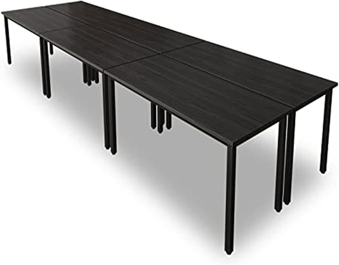Bonzy Home Conference Tables 12ft Office Computer Desk for Meeting Room Study Writing Printer Table Save Space Design for 14 People Rustic Vintage Black 6PCS 141.6"x47.2"x29.5",Black