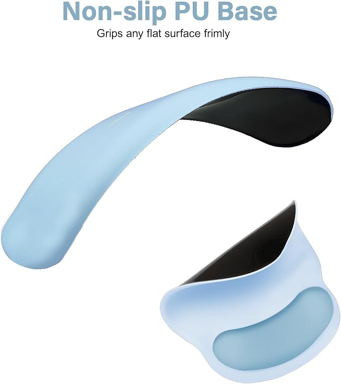 MOSISO Wrist Rest Support for Mouse Pad&Keyboard Set, Circle Curved Ergonomic Mousepad&Coaster Non-Slip Base Home/Office Pain Relief&Easy Typing Pad with Soft Cloth&Silicone Lining, Air Blue