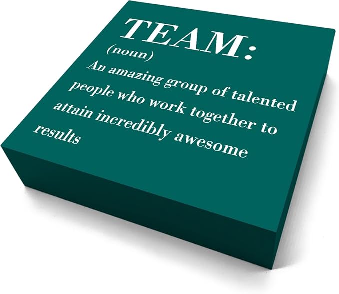 HTBIG Rustic Green Wooden Team Sign, Office Desk Decor