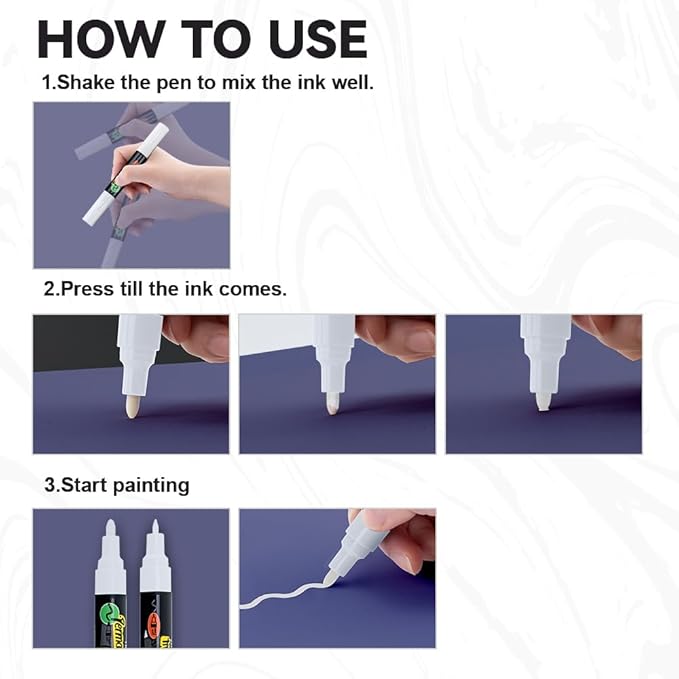 TRANSON 2 Black and 2 White Dual-tip Permanent Paint Markers Oil Based Waterproof