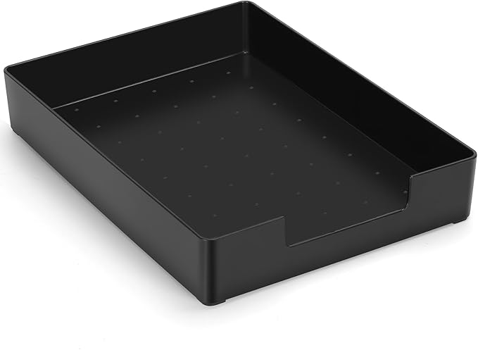 Letter-Size Paper Tray Organizer/Office Organizers/Rectangular Plastic Files/Desk Accessories, Plastic Paper Holder File Organizer for Office, School, Home Storage (Black)/Stackable/