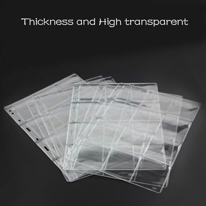12 Pocket Coin Pages, 10 Sheets Plastic Coin Holders Stamp Collector Supplies for Coin Stamp Currency Collection