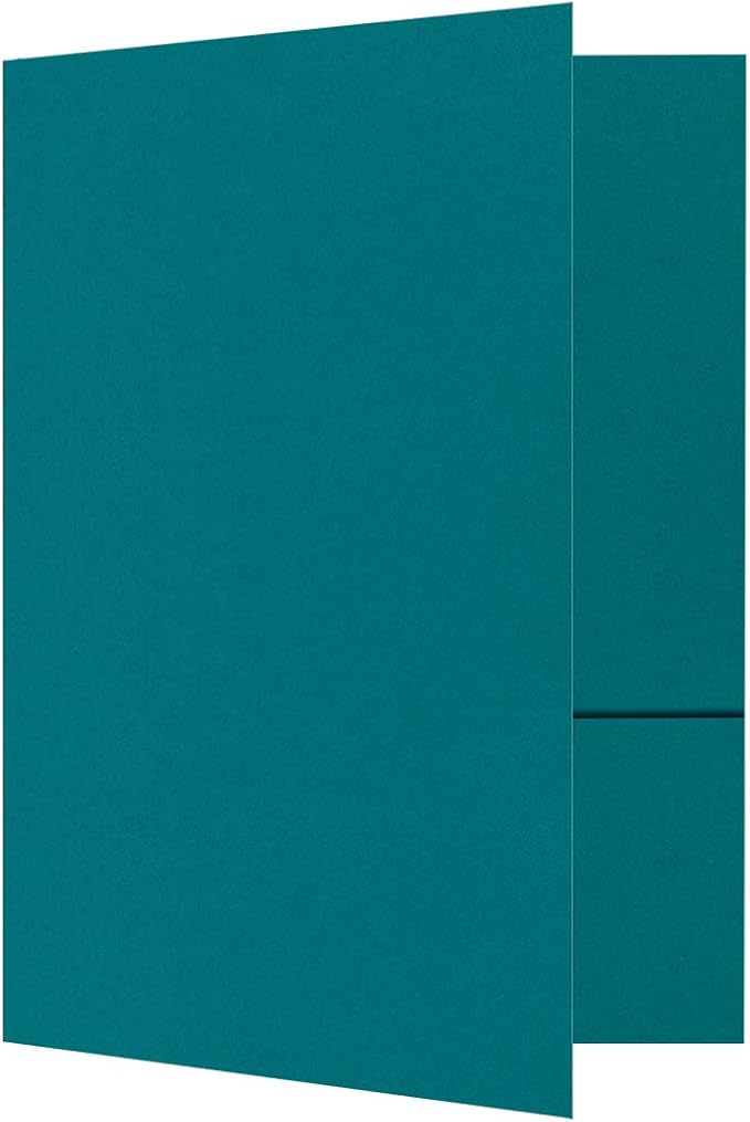 LUXPaper 9" x 12" Presentation Folders | Two Pocket | Teal | 100lb. Cover | 25 Qty
