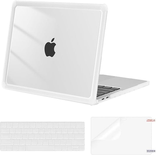 MOSISO Compatible with MacBook Pro 13 inch Case M2 2025-2016 A2338 M1 A2251 A2289 A2159 A1989 A1708 A1706, Anti-Cracking Heavy Duty Plastic TPU Bumper Hard Case&Keyboard Skin&Screen Film, Transparent