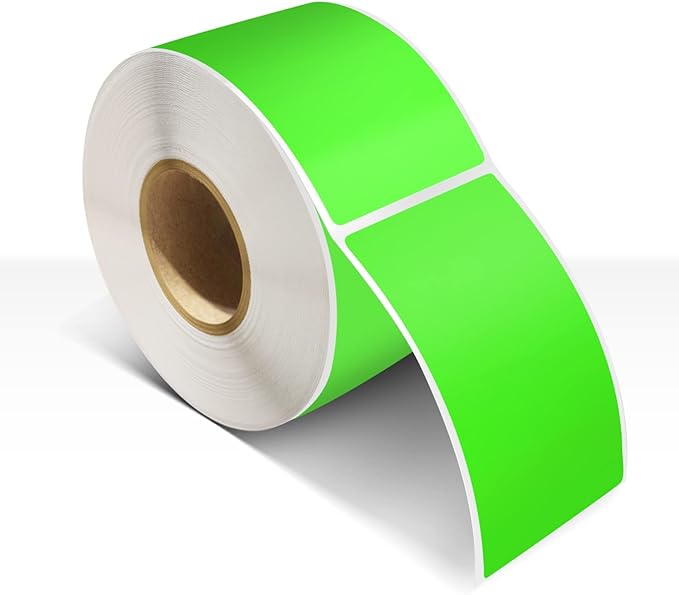 Rectangle Labels Sticker 3×5 Inch Vinyl Floor Stickers Color Coding Name Tags Roll Removable 200 PCS, Fluorescent Green