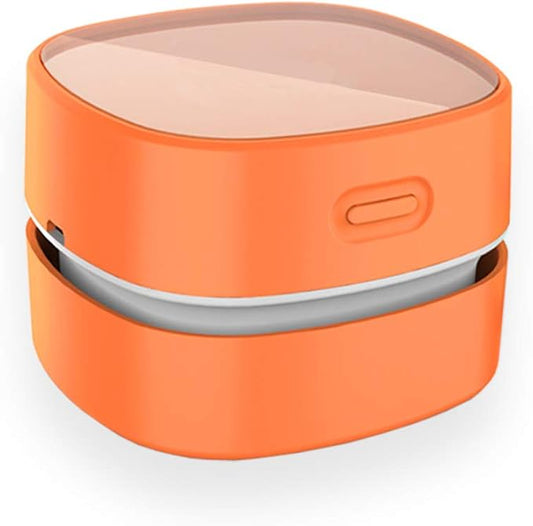 ODISTAR Desktop Vacuum Cleaner,Mini Table dust Sweeper Energy Saving with auto Power-Off Function,High Endurance up to 400 mins,Cordless&360º Rotatable Design for Keyboard/Office(Orange Charging)