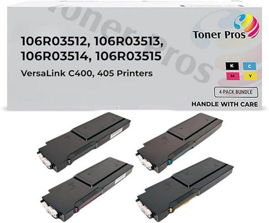 Toner Pros (TM Remanufactured [High Yield] Toner for Xerox VersaLink C400 C405 Printers 4-Color-Pack: 106R03512, 106R03513, 106R03514, 106R03515 (Black 5,000 & Colors 4,800 Pages)