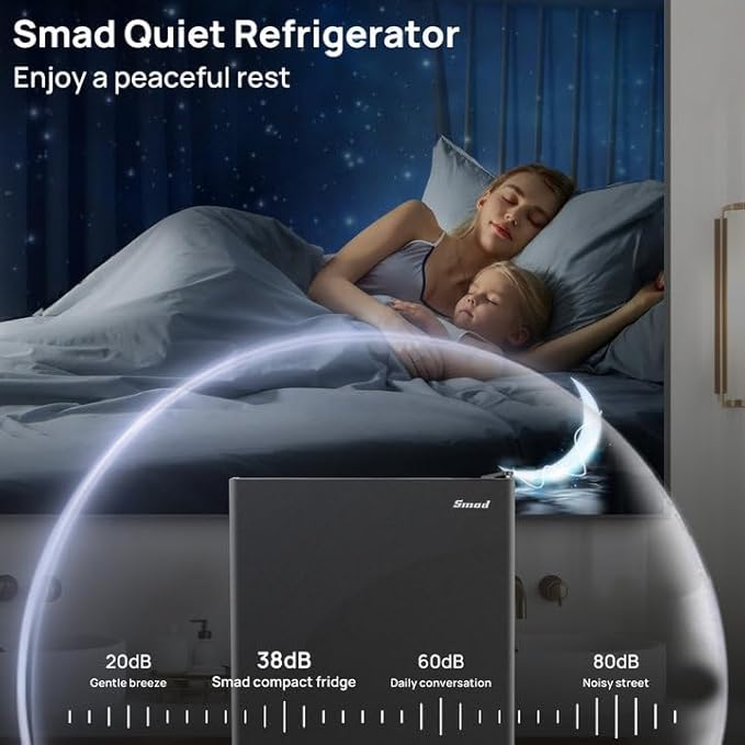 Smad 3.2 Cu.ft Compact Refrigerator with Freezer, Low Noise Mini Fridge with 7-Level Adjustable Thermostat, 110v Single Door Refrigerator for Homes Offices Dorm