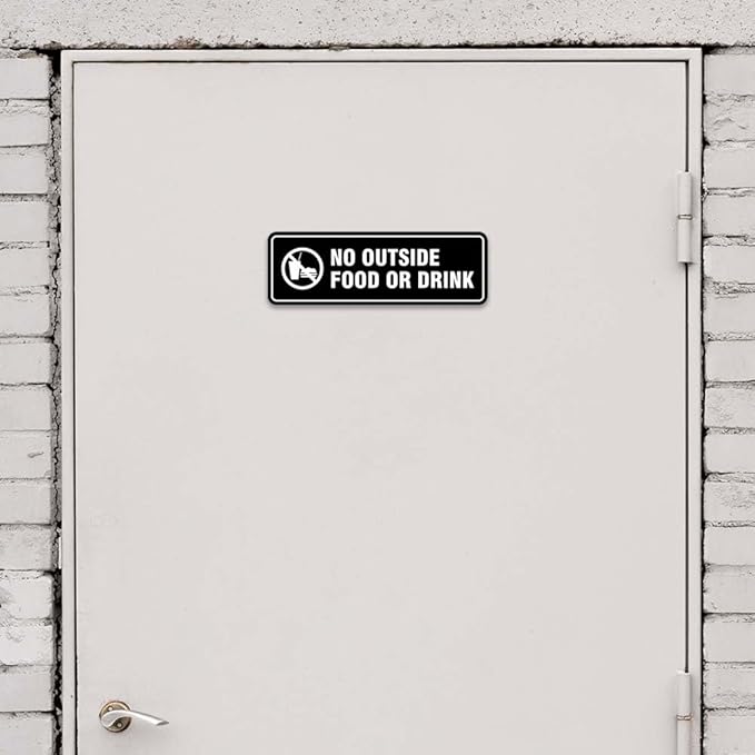 Standard No Outside Food or Drink Door/Wall Sign - Red/Yellow - Small 1 Pack