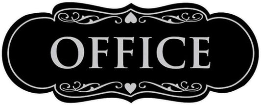 All Quality Designer Office Sign | Easy Installation - Black/Silver - Small (1 Pack)
