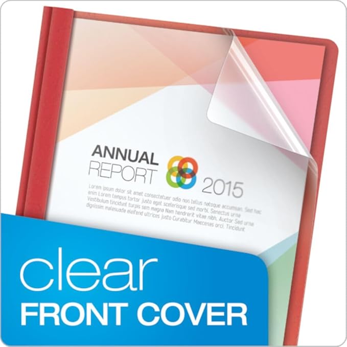 Oxford Clear Front Report Covers, Red, Letter Size, 25 per Box (55811EE) (Pack of 2)