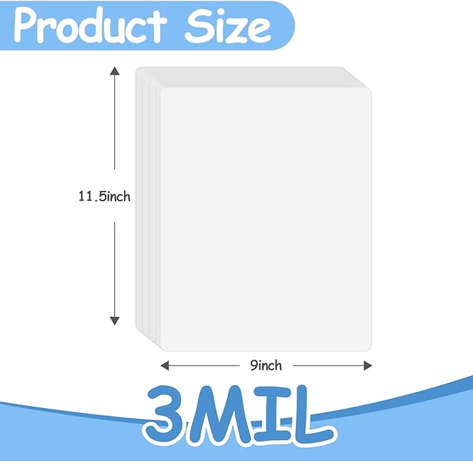Clear Thermal Laminating Pouches 3mil Letter Size Plastic Laminator Sheets 9 x 11.5 Inch (1000 Pack)