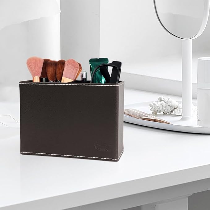 Pen Pencil Holder Cup Container PU Leather Desk Organizer Stand Decor Brush Scissor Holder Decoration Office Desk Home School