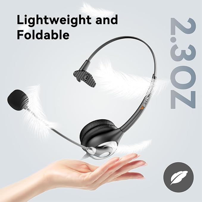 Wantek Headset with Microphone for PC Wired Headphones - USB C 3.5mm Headsets with Noise-Cancelling Microphone for Laptop