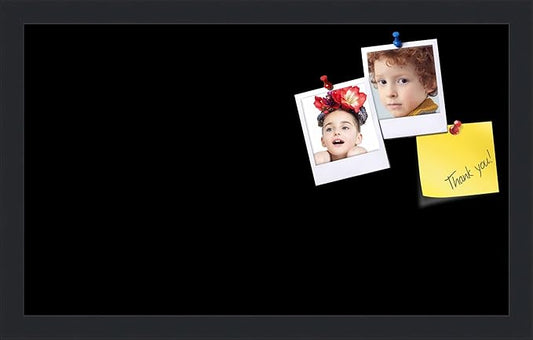 PinPix 20x12 Inch Cork Bulletin Board. This Decorative Framed Pin Board Comes with Solid Black Design and a Satin Black Frame. Ideal for Home Office Decor or Message Board (PinPix-622)