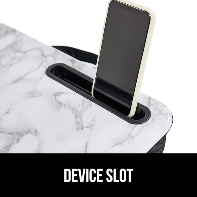 GORILLA GRIP Laptop Lap Desk with Phone Holder, Pillow Cushion Desks Fit Laptops up to 15.6", Tray Ledge Keep Computers in Place, Portable Travel Workstation Essentials for Home, Dorm, Marble Pattern