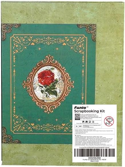 Funto Scrapbooking Kit (185 PCS), Medieval Chapter- Green Forest, Perfect for Bullet Scrapbooking Materials, Planner DIY Craft Collage