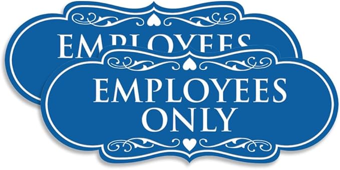 Designer EMPLOYEES ONLY Sign | Easy Installation | Office or Business Signs | Workplace Safety - Blue - Medium (2 Pack)